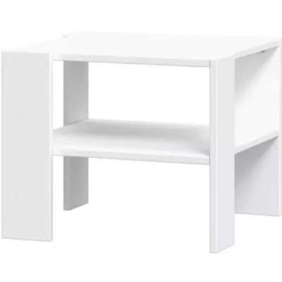 Table basse PILVI Blanc - Style contemporain - 2 Plateaux - L 55 x P 55 x H 45 cm