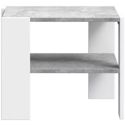 Table basse PILVI 2 Plateaux Blanc/Béton - Style contemporain - L 55 x P 55 x H 45 cm