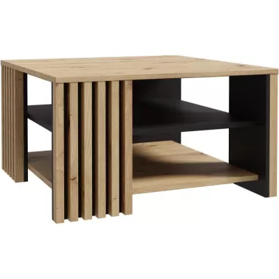 Table basse CARDIGAN artisan chene et noir - L80 x P80 x H45 cm