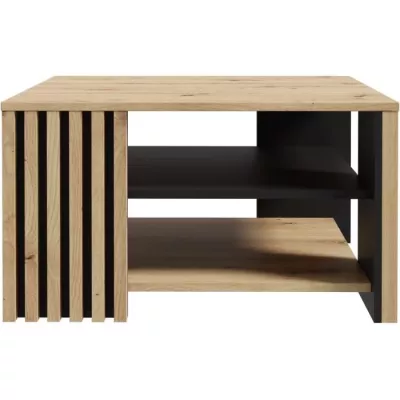 Table basse CARDIGAN artisan chene et noir - L80 x P80 x H45 cm