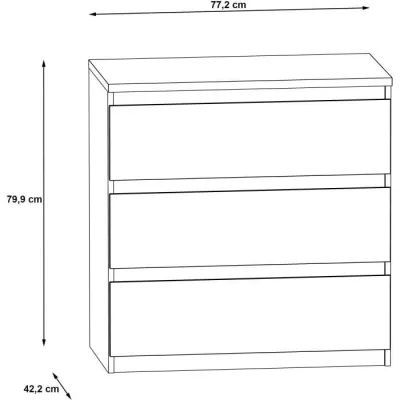 Commode CHELSEA 3 Tiroirs - Blanc/Béton Clair - Plus Responsable