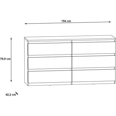 Commode CHELSEA 6 Tiroirs Blanc/Béton Clair - Style Moderne - Certifié FSC® 100%