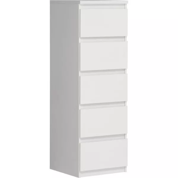 Commode CHELSEA 5 tiroirs - L 41,8 x P 42,2 x H 128,1 cm- Décor blanc mat