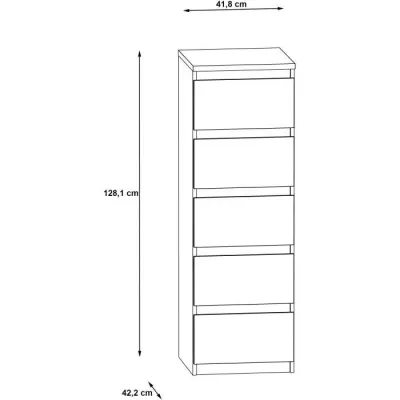 Commode CHELSEA 5 tiroirs - Décor blanc mat - Pratique et élégante