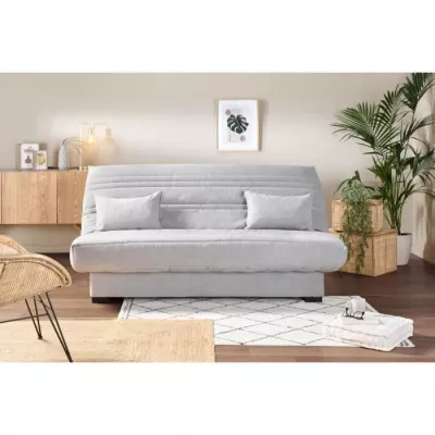 Banquette Clic Clac 3 places - Matelas 17 cm - Gris clair - Responsable Oeko-Tex