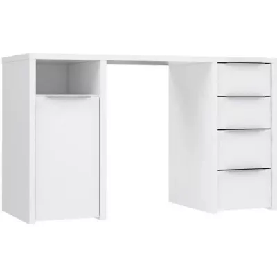 Bureau BILBAO 1 porte 4 tiroirs - Décor papier blanc - Certifié FSC®