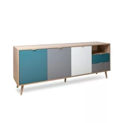 Buffet scandinave CUBA - chêne sonoma/blanc - 3 portes - 180cm