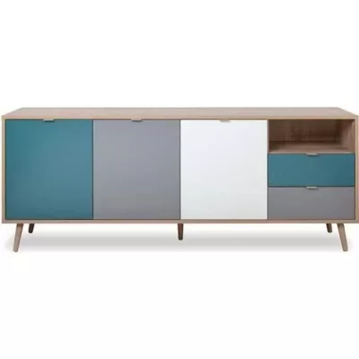 Buffet scandinave CUBA - chêne sonoma/blanc - 3 portes - 180cm