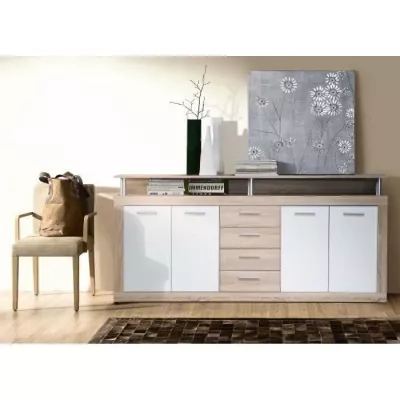 Buffet contemporain en chêne et blanc - Certifié FSC® 100%