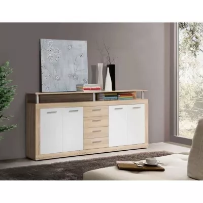 Buffet contemporain en chêne et blanc - Certifié FSC® 100%