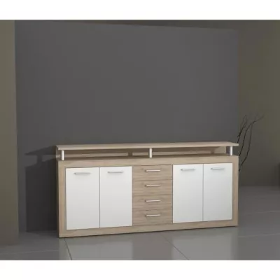 Buffet contemporain en chêne et blanc - Certifié FSC® 100%