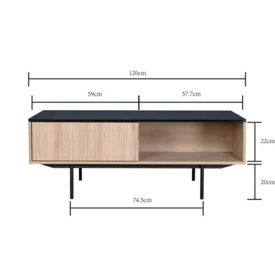 MEMPHIS Table Basse 1 tiroir - Décoir bois et noir