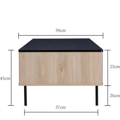 MEMPHIS Table Basse 1 tiroir - Décoir bois et noir