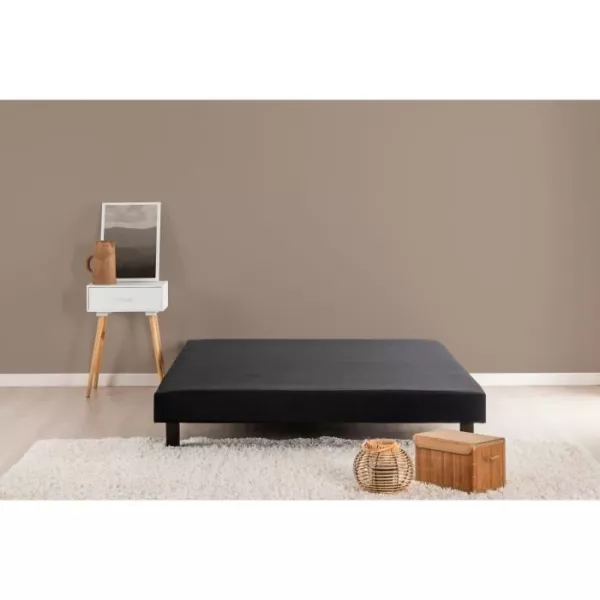 Sommier tapissier 160x200 cm - Noir - Pieds inclus - DEKO DREAM Rakenne