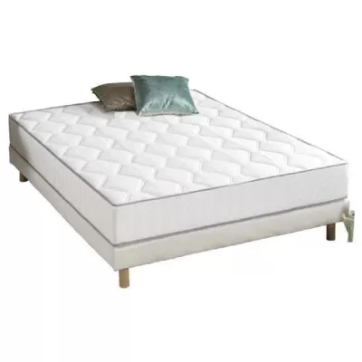 Ensemble Matelas ressorts + Sommier tapissier 140 x 190 cm - Confort