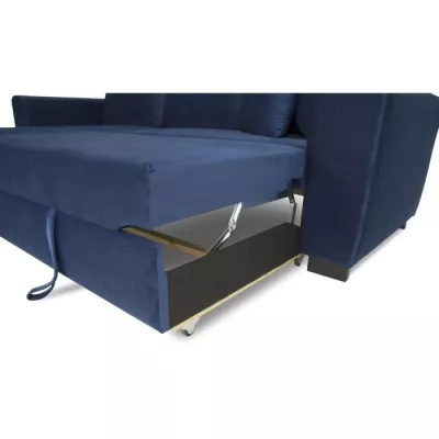 Canapé d'angle convertible HAMILTON 4 places - Tissu velours bleu - L