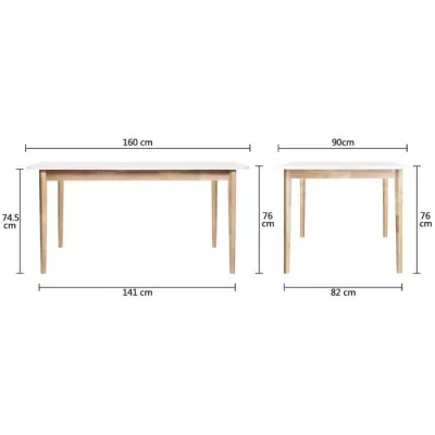 Table a manger extensible JULIA - 6 a 8 personnes - 160 / 200 cm - pi