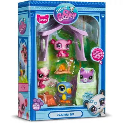 3 Pet Theme Pack - BANDAI - Littlest Pet Shop Camping - Animals and