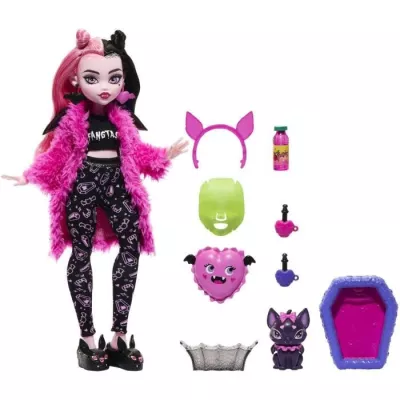 Monster High-Coffee Party Pyjama Draculaura-Doll and Accessories