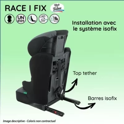 NANIA Siege auto isofix RACE I FIX, Groupe 1/2/3, de 3 a 10 ans, 9-36