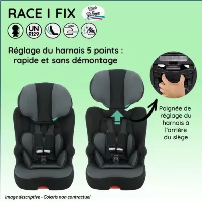 NANIA Siege auto isofix RACE I FIX, Groupe 1/2/3, de 3 a 10 ans, 9-36