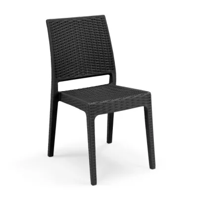 Lot de 4 Chaises de jardin Clio - Imitation résine tressée - 55 x 46