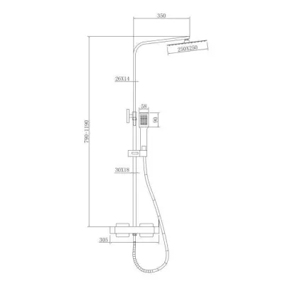 ROUSSEAU Colonne de douche avec robinet mitigeur mécanique Hawera Cua