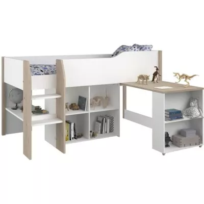 Lit combiné enfant avec bureau rétractable - PARISOT - LIAM - Blanc