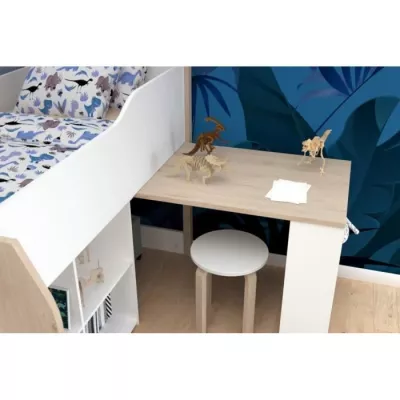 Lit combiné enfant avec bureau rétractable - PARISOT - LIAM - Blanc