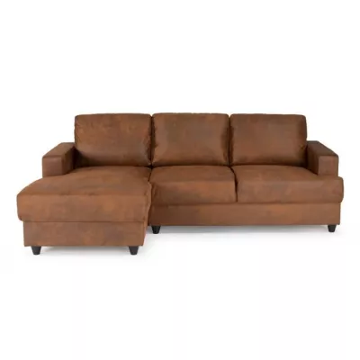 PAUL 4 seater left corner sofa - Vintage Brown Fabric - Contempo