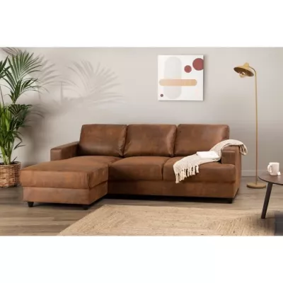 PAUL 4 seater left corner sofa - Vintage Brown Fabric - Contempo