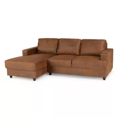 PAUL 4 seater left corner sofa - Vintage Brown Fabric - Contempo