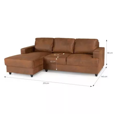 PAUL 4 seater left corner sofa - Vintage Brown Fabric - Contempo