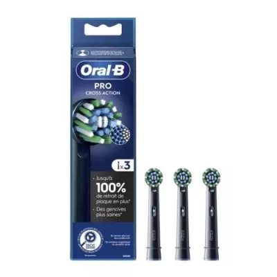 Brossettes Oral-B Pro Cross Action Noire - Lot de 3