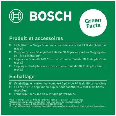 Laser lignes Bosch - Quigo Green (Livré avec 2 piles, une pince unive