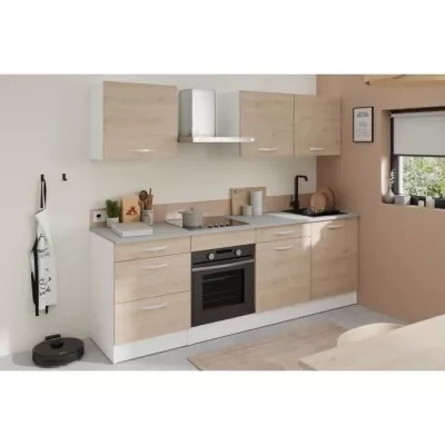 Cuisine complete OSLO - L 240cm - Chene - Plan de travail inclus