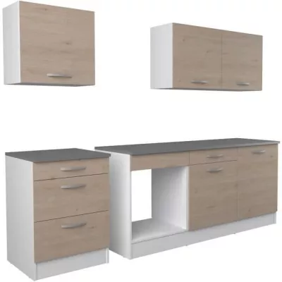 Cuisine complete OSLO - L 240cm - Chene - Plan de travail inclus