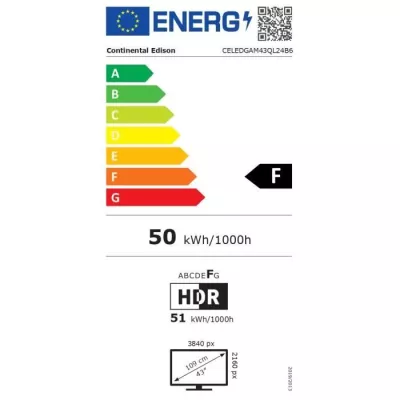 TV LED - CONTINENTAL EDISON - CELEDGAM43QL24B6 - 43'' (109 cm) - QLED