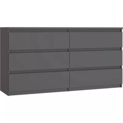 Commode - CHELSEA - 6 tiroirs - Anthracite - 154 x 42,2 x 79,9 cm