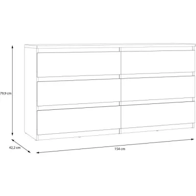 Commode - CHELSEA - 6 tiroirs - Anthracite - 154 x 42,2 x 79,9 cm