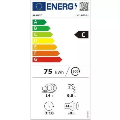 Lave-vaisselle BRANDT LVC144IB: Performances Induction et Design Noir