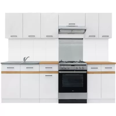 JUNONA Cuisine complete 240cm - 7 élements - Plan de travail inclus -