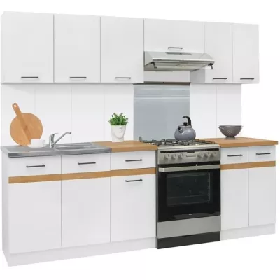 JUNONA Cuisine complete 240cm - 7 élements - Plan de travail inclus -