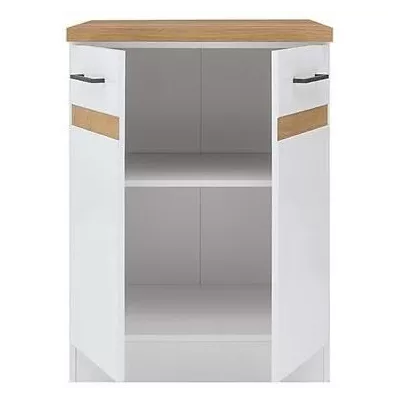 JUNONA Meuble bas de cuisine 60 cm - 2 Portes - Plan de travail - Blan