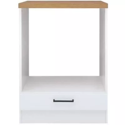 JUNONA Meuble bas four 60 cm - Plan de travail - Blanc brillant