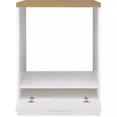 JUNONA Meuble bas four 60 cm - Plan de travail - Blanc brillant