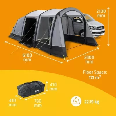 Awning for van - KAMPA - Touring Air RH - Large space, windows