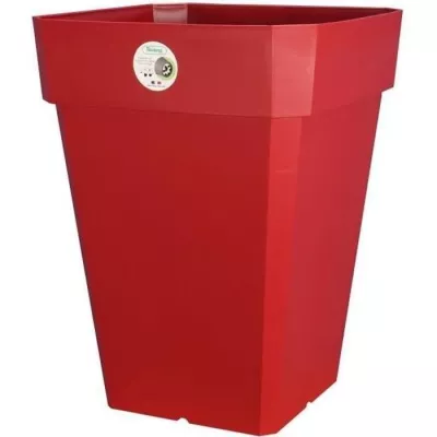 Pot de fleurs carré Soleilla en plastique - 65 L - Rouge