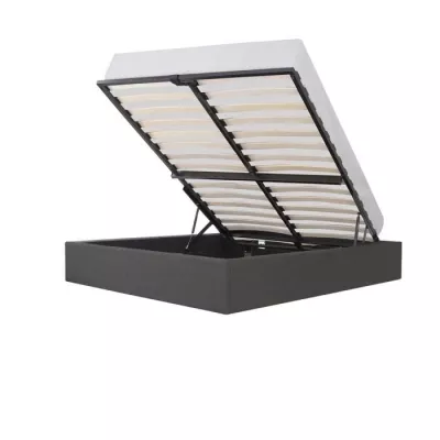 ECLIPSE Lit coffre adulte - Tissu gris foncé - Sommier inclus - l 140