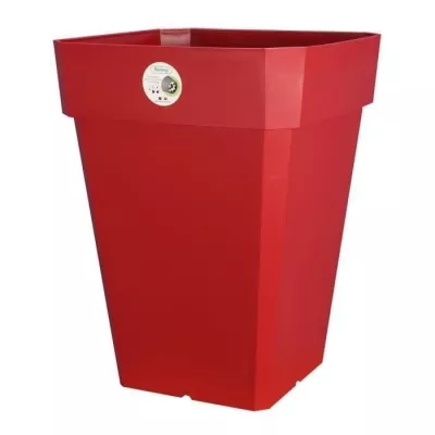 Jardinière carrée Soleilla en plastique 39x39x53cm - Rouge